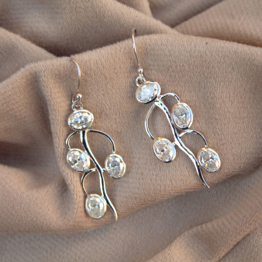 Drop & Dangle Earrings, 925 Silver Moissanite Earring for Women, Bezel Setting Silver Earrings, Victorian Look Silver Earring for Girlfriend