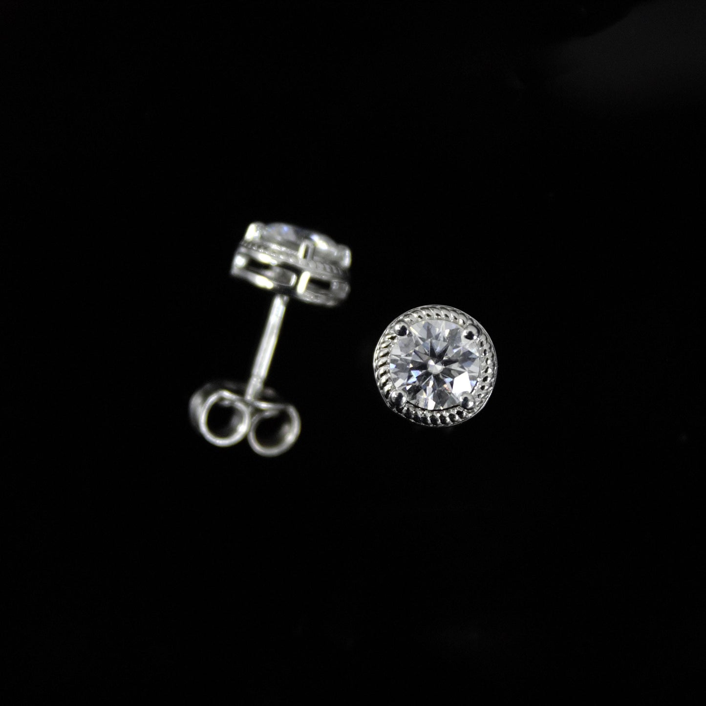 Moissanite Round Cut Statement Earrings, 925 Sterling Silver Stud Earrings for Her, Silver Minimalist Stud Earring, White Moissanite Jewelry