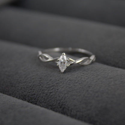 Marquise Cut Stone Moissanite Silver Ring, 925 Sterling Silver Ring, Minimalist Ring, Dainty Silver Ring, White Stone Ring, Gift for Her