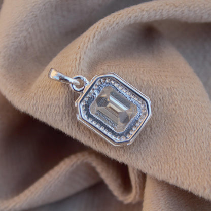 Emerald Cut Bezel and Prong Set Moissanite Pendant, 925 Sterling Silver Solitaire Pendant, Statement Pendant for Men, Perfect Gift for Him