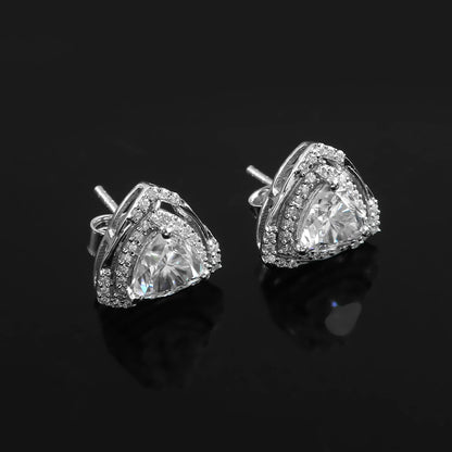 Trillion Cut Moissanite Earrings, Handmade Stud Earrings, Solitaire Earrings for Bride, Dainty Stud Earrings, White Gold Moissanite Jewelry