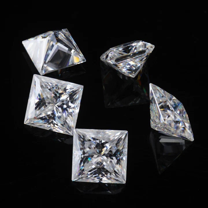 Princess Cut Moissanite with GRA Certificate, Loose Square Moissanite Jewelry Making Supplies, Eye Clean Quality D Color VVS1 Grade Stone