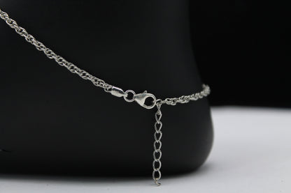 Adjustable Chain Anklet, Moissanite Circle Anklet, Dainty Foot Jewelry, Minimalist Anklet, Statement 925Silver Jewelry, Perfect Gift for Her