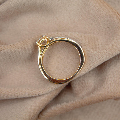 1 Carat Round Diamond Gold Ring, Solitaire Engagement Ring for Women, 14K Gold Ring, Handcrafted Ring, Customizable Anniversary Ring US 6.25