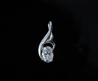 925 Sterling Silver Moissanite Oval Cut Pendant, Minimalist Charm Pendant, White Moissanite Jewelry, Silver Pendant for Chain, Gift for Her