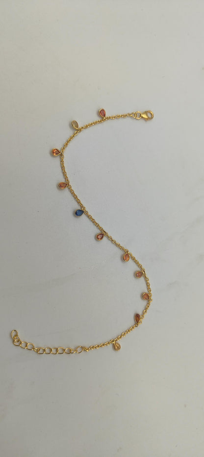 Multi Sapphire Charm Necklace, Rainbow Sapphire Jewelry, 925 Sterling Silver Necklace, Handmade Necklace for Bride, Minimalist Necklace