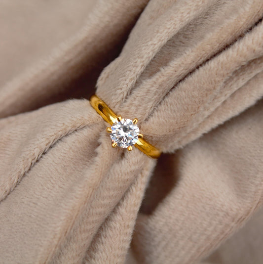 5.50 MM Round HPHT Ring, 14K Solid Gold 5.5 US Ring Diamond Ring, Lab Grown Diamond Single Stone Ring, Perfect For Anniversary Gift