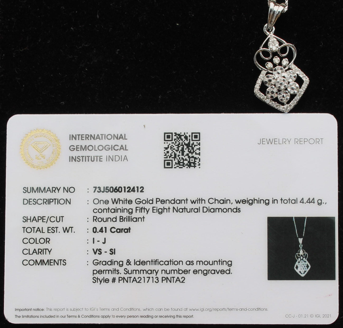 IGI Certified Diamond Jewelry, Natural Diamond Gold Jewelry, 18K Solid Gold Pendant with Chain and Stud Earring Set, Lightweight Dainty Set