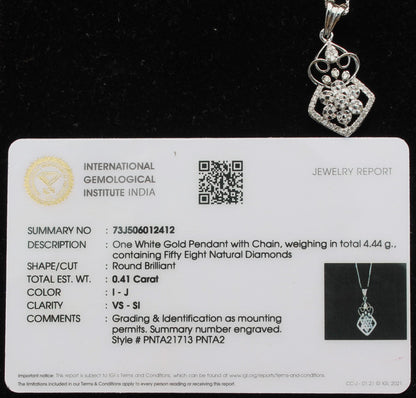 IGI Certified Diamond Jewelry, Natural Diamond Gold Jewelry, 18K Solid Gold Pendant with Chain and Stud Earring Set, Lightweight Dainty Set