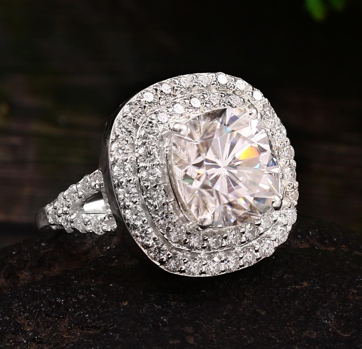 Lab Grown Diamond Gold Engagement Ring, CVD Diamonds Ring, Victorian Style Ring, Cushion Cut Halo Ring, Designer Anniversary Gift for Wife