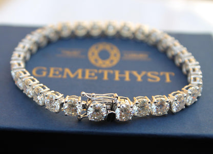 White Gold Moissanite Tennis Bracelet 10K solid gold, VVS Moissanite Infinity Bracelet, Sparkling Moissanite, Round Wedding Bracelet