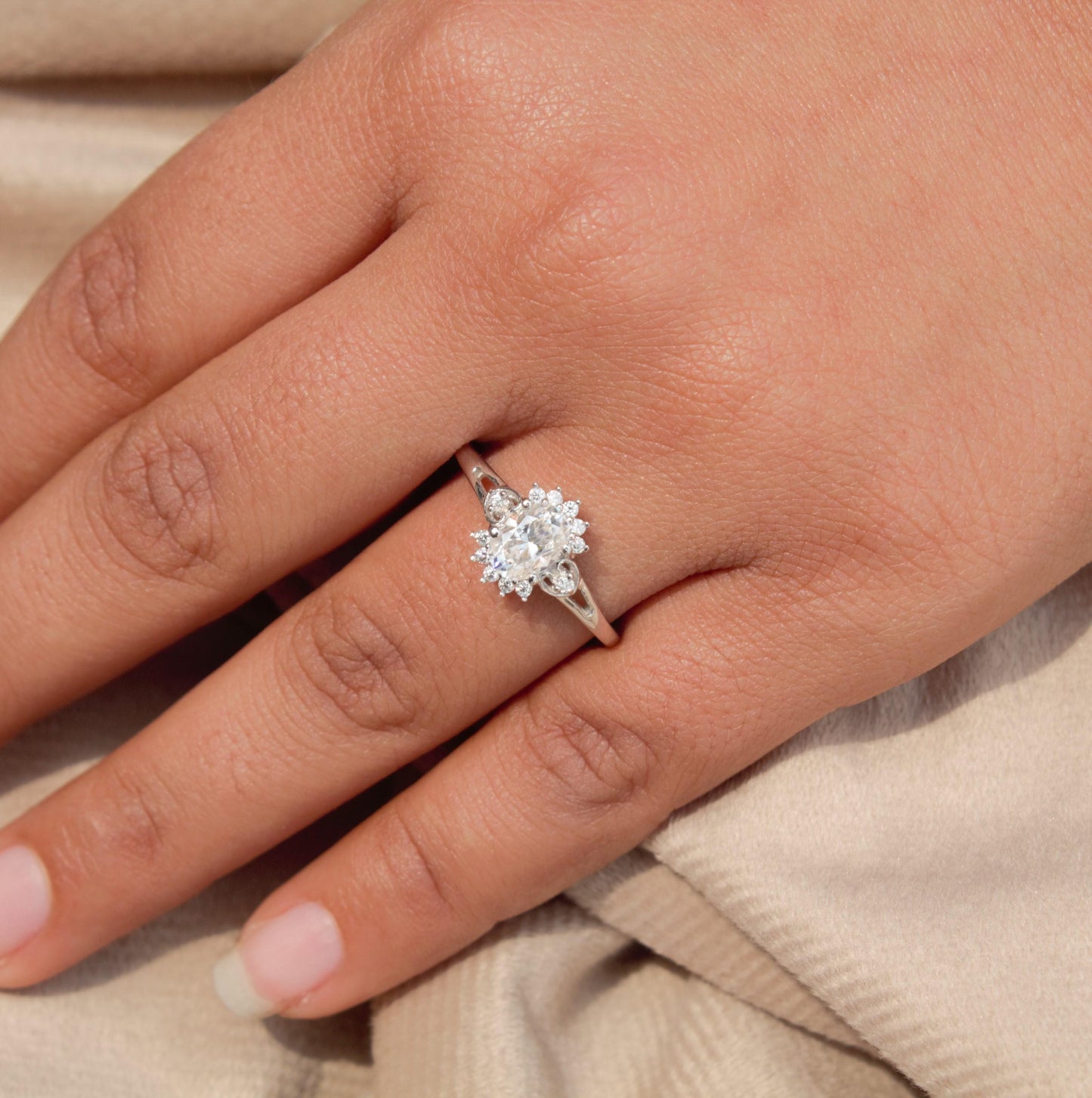 Cluster Moissanite Ring in 925 Sterling Silver, Statement Ring for Women, Solitaire Moissanite Silver Ring, Perfect Gift For Girlfriend