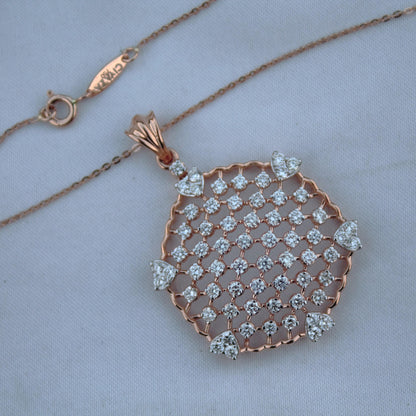 GH Color VS-SI Clarity Natural Diamonds, Beautiful Natural Diamond Necklace Earring Set, 18k Rose Gold Jewelry Set With igi Certificate