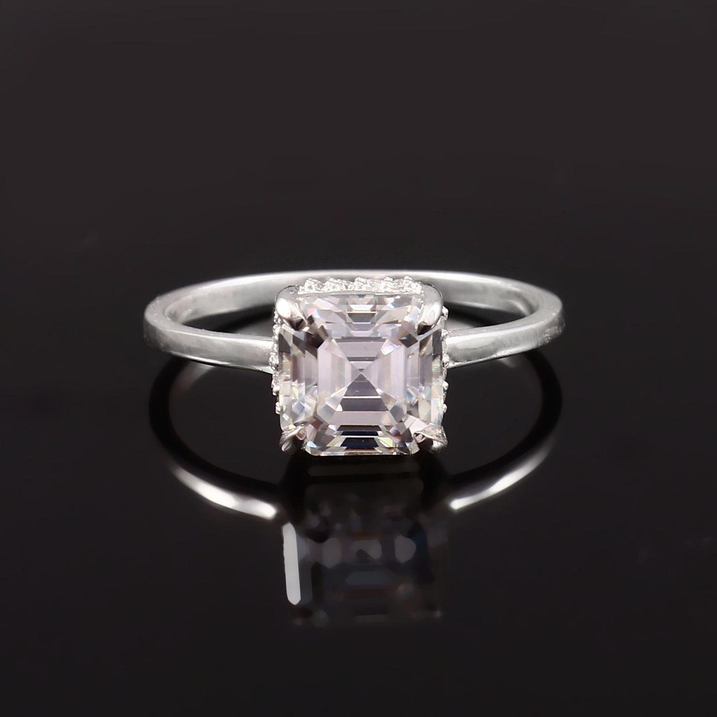 Lab Grown Diamond Gold Ring, IGI Certified Jewelry, Asscher Cut Ring, 10K/14K/18K Solid Gold Ring Available in Yellow, White and Rose Gold