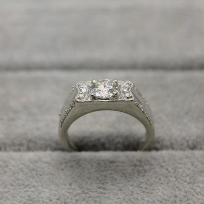 Round Cut Moissanite Diamond Men's Ring, 925 Sterling Silver Proposal Ring, Wedding & Engagement Ring, 6.5 MM Excellent Cut Ring for Him