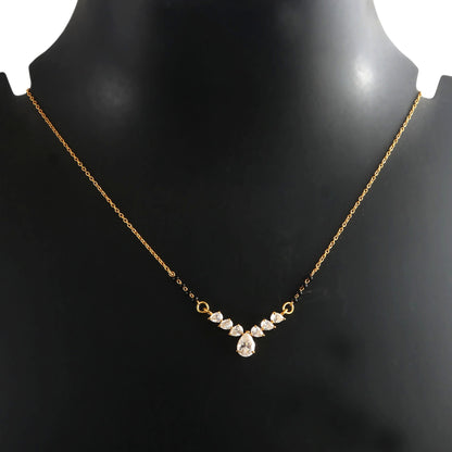 Moissanite & Black Beads Mangalsutra, Gold Chain Necklace, Handmade Beaded Jewelry, Indian Traditional Jewelry for Bride, Wedding Necklace