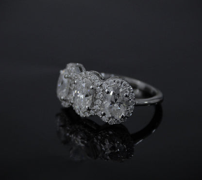 Oval Cut Moissanite White Stone Ring, Wedding/Engagement Ring for Bride, Statement Silver Moissanite Jewelry, Anniversary Gift for Wife