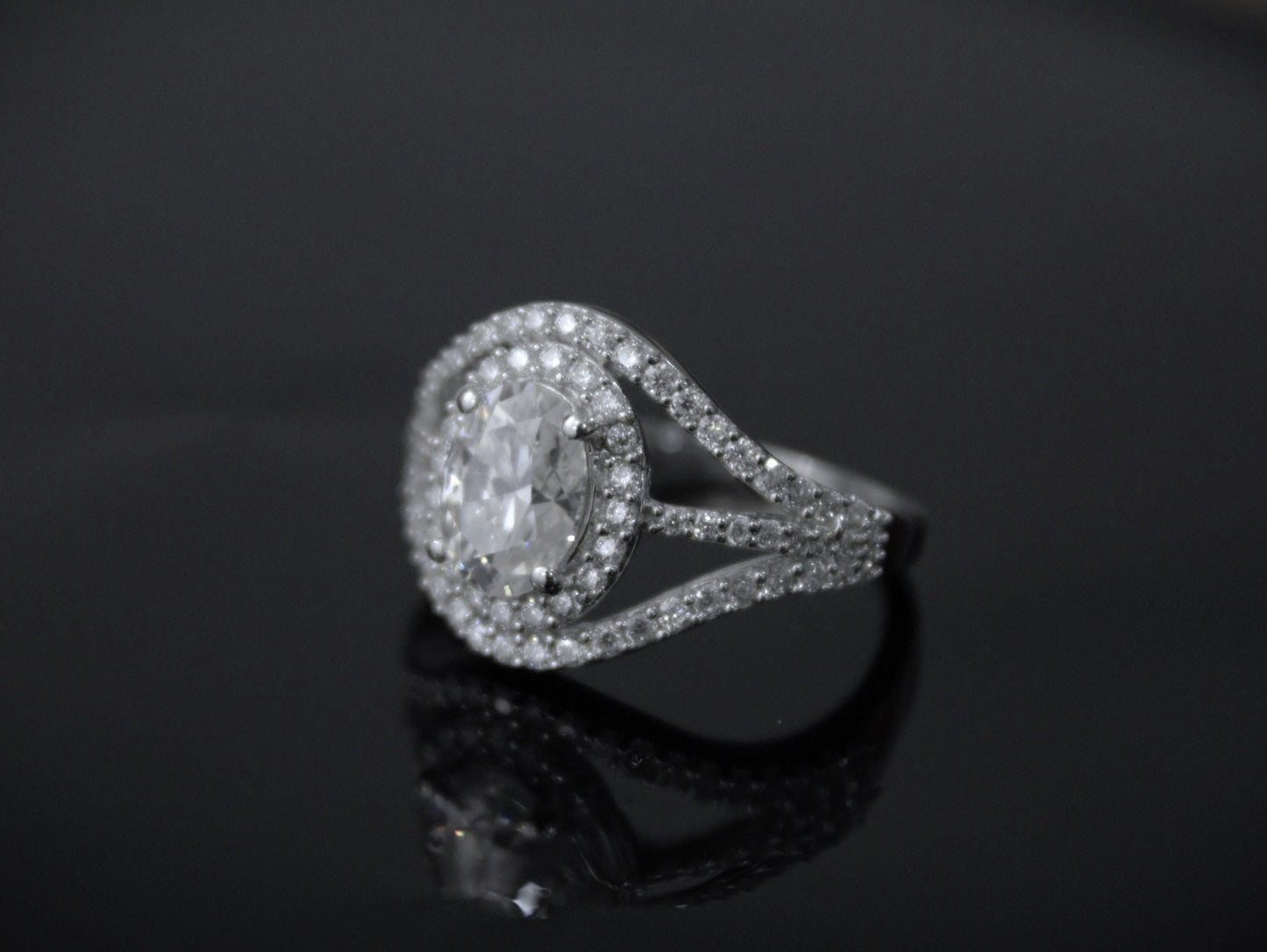 Designer Moissanite Silver Ring, 925 Sterling Silver Statement Ring for Women, Oval Cut Stone Ring, Engagement Ring for Women, Wedding Gift