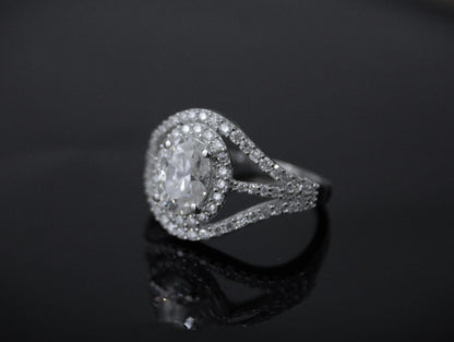 Designer Moissanite Silver Ring, 925 Sterling Silver Statement Ring for Women, Oval Cut Stone Ring, Engagement Ring for Women, Wedding Gift