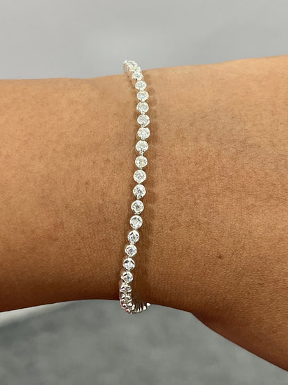 Brilliant Moissanite Bracelet, 2.1 MM Moissanite Gold Bracelet, Minimalist Bracelet,  Solid Gold Bracelet, Statement Tennis Bracelet for Her