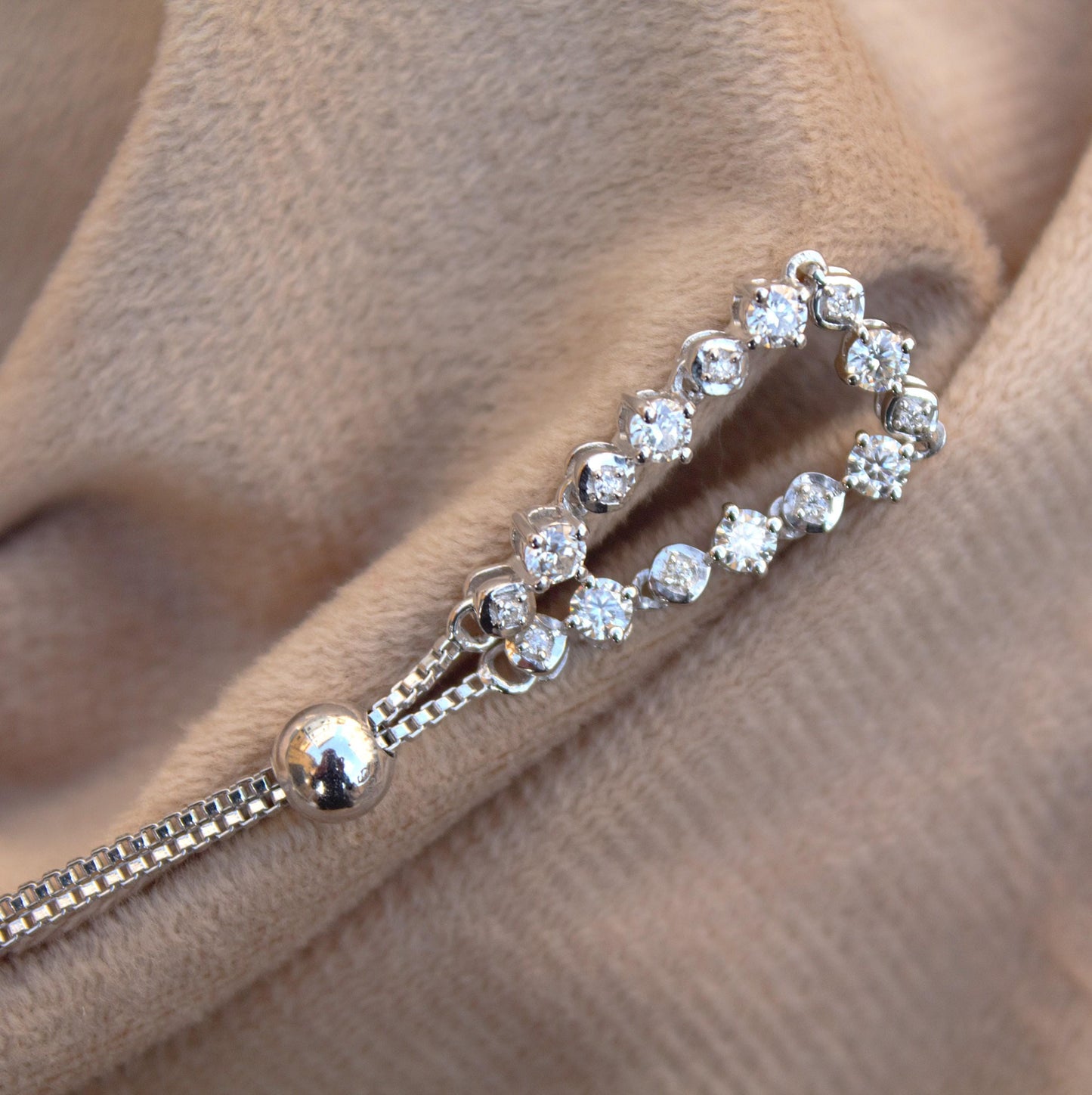 Moissanite Adjustable Bracelet For Her, 925 Sterling Silver Jewelry, Bracelet for Women, Minimalist Silver Lightweight Travel Jewelry