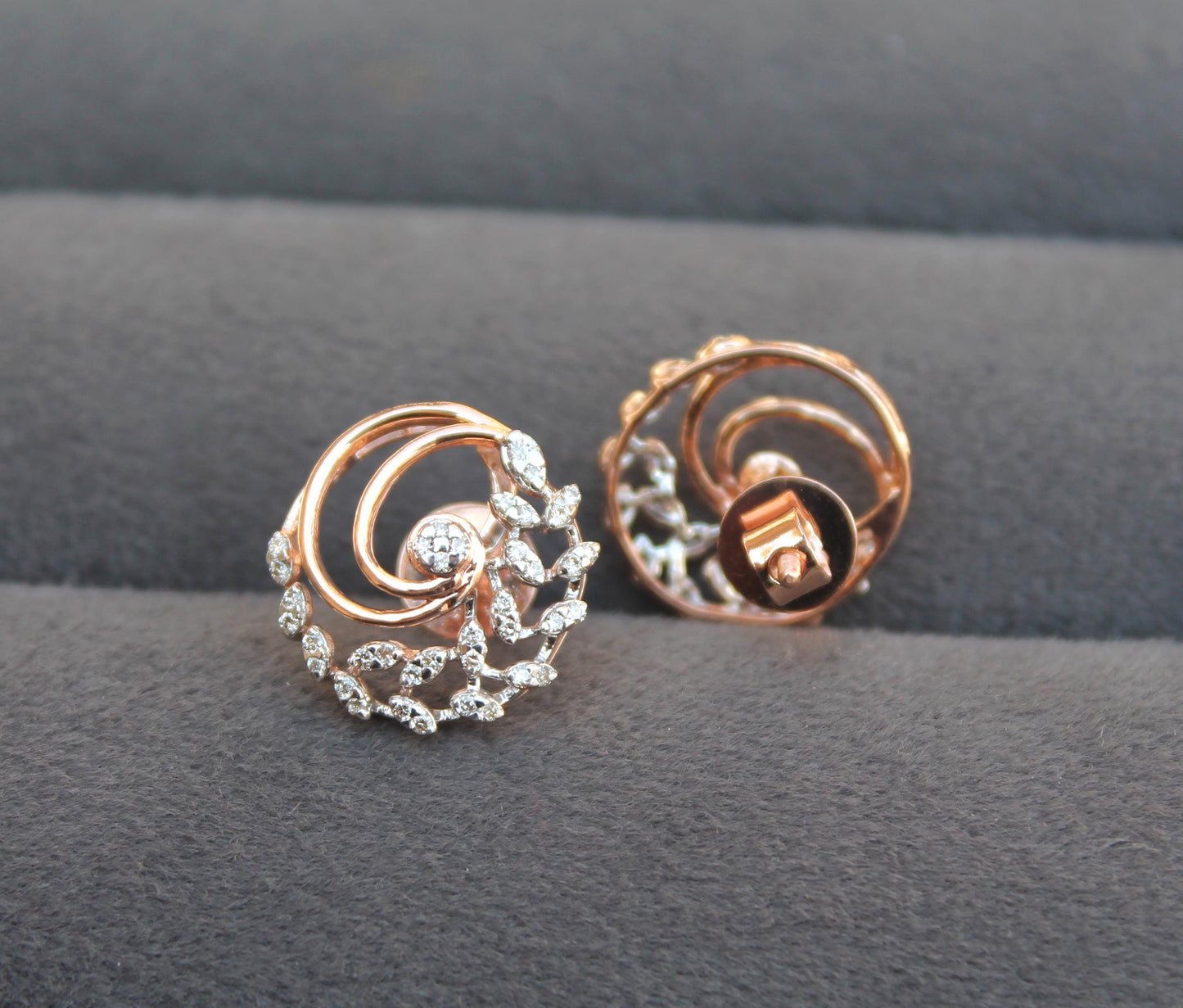 Rose Gold Necklace Earrings Set, Bridal Wedding Jewelry Set, 18k Solid Gold Necklace with Earrings, IGI Certified Natural Diamond Jewelry