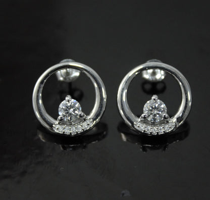 Round Moissanite Stud Earring for Women, Statement Stud Earring Silver, Round Cut Earrings, 925 Sterling Silver Studs, Perfect Birthday Gift