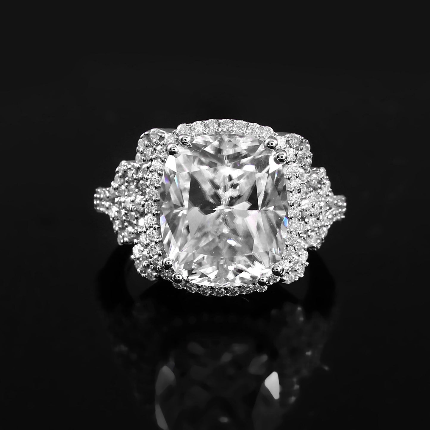 Lab Created Diamond Ring, Solitaire Ring, Elongated Cushion Cut Ring, Wedding Ring for Bride, Vintage Style Ring, Anniversary Gift for Her