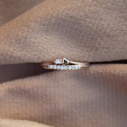 Cubic Zirconia Tiny Heart Ring Band, 925 Sterling Silver Band, Everyday Wear Stacking Ring, Silver Thin Ring for Girls, Thumb Band Ring