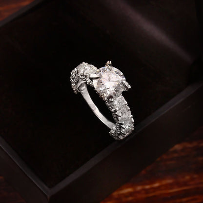 Round Moissanite Ring, Prong Setting Gold Ring, Moissanite Handmade Jewelry, Simulated Diamond Solitaire Ring, Anniversary Gift For Love