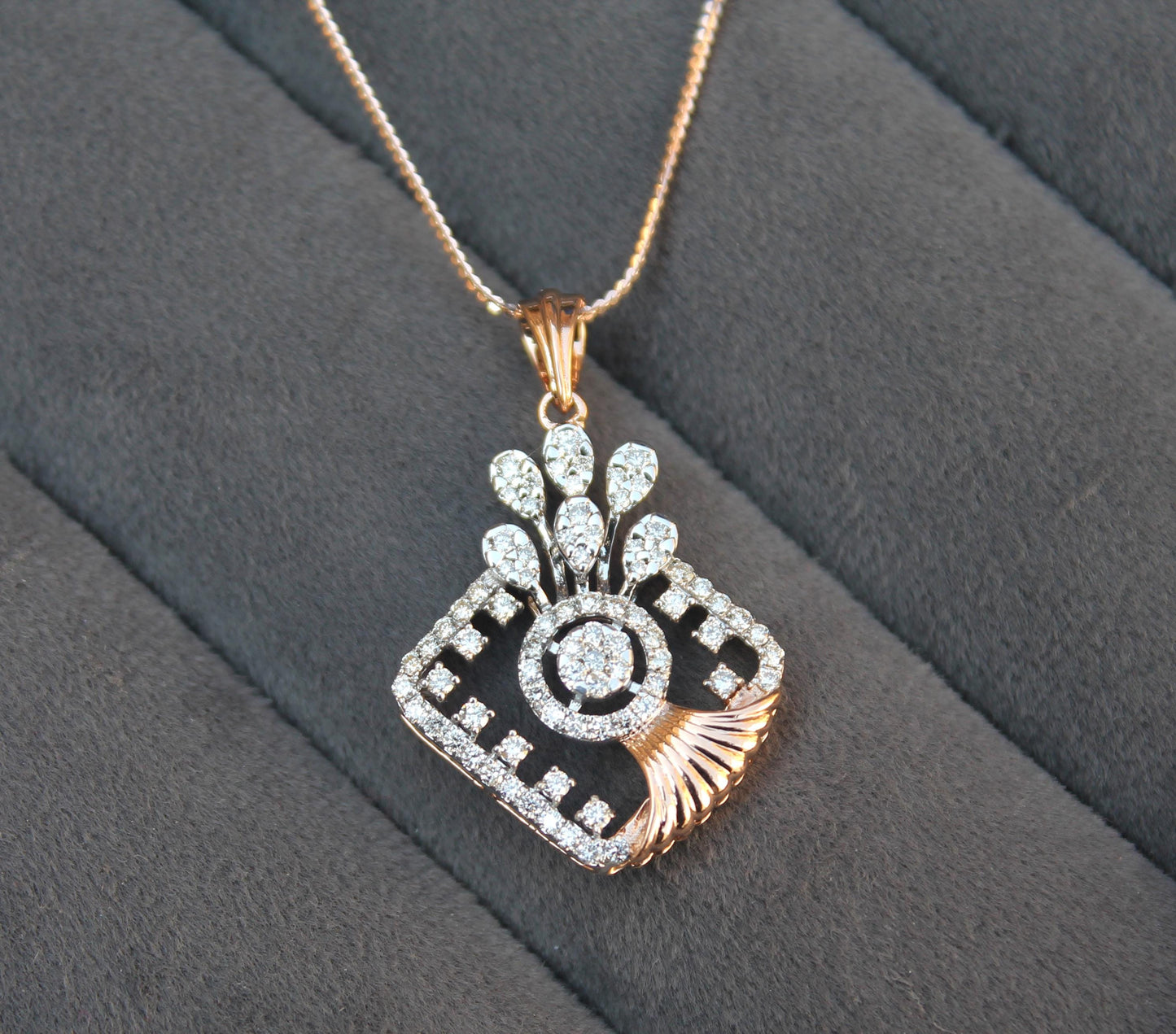 IGI Certified Real Diamond Jewelry Set, 18K Gold Necklace and Earrings, Designer Gold Bridal Jewelry, Natural Diamond Pendant with Chain