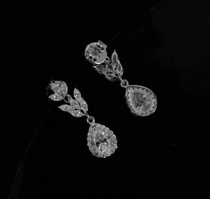 Colorless Moissanite Drop Earrings, 925 Sterling Silver Push Back Earrings, Earrings for Bride, Silver Wedding Jewelry, Perfect Gift for Her