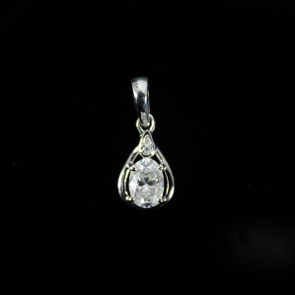 White Moissanite Oval Cut Charm Pendant, 925 Sterling Silver Dainty Pendant, Elegant Silver Pendant for Chain, Perfect Birthday Gift for Her