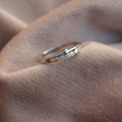 Unique Minimalist 925 Sterling Silver CZ Promise Ring for Her, Dainty & Elegant Small Cubic Zirconia Engagement Band, Stackable Thumb Ring