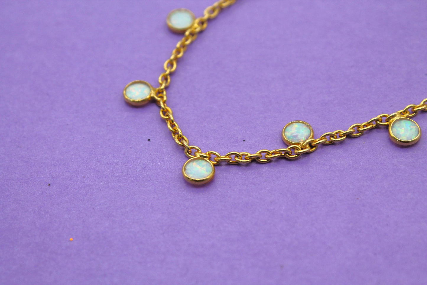 Opal Charm Necklace For Gift, Dainty Opal Jewelry, October Birthstone Necklace, 925 Sterling Silver Necklace for Wife, Opal Charm Necklace