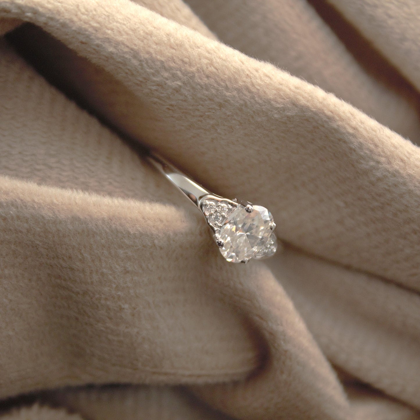 Dainty Moissanite Oval Cut Ring in 925 Sterling Silver, Minimalist White Stone Ring, Solid Silver Ring, Perfect Graduation Gift for Daughter