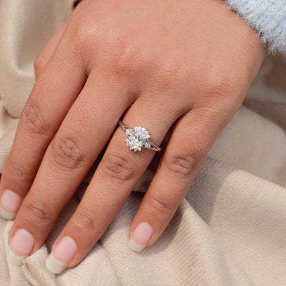 Cluster Moissanite Ring in 925 Sterling Silver, Statement Ring for Women, Solitaire Moissanite Silver Ring, Perfect Gift For Girlfriend