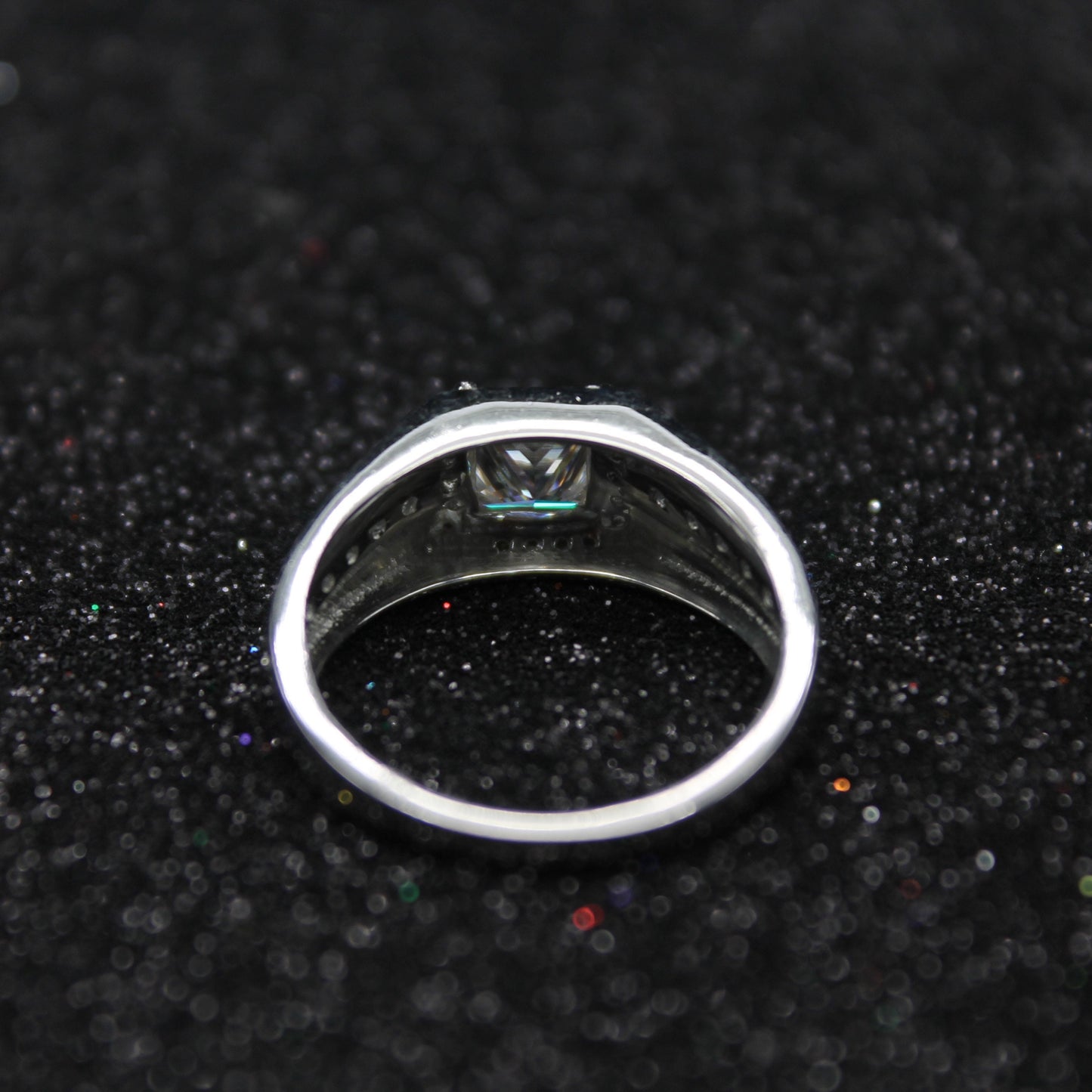 925 Sterling Silver Ring, Men's Moissanite Ring, Engagement Ring For Him, D Color VVS Moissanite Ring, Princess Cut Moissanite Halo Ring