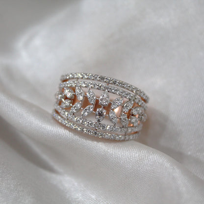 Gold Ring with Tiny Natural Diamond, Shine Pave Diamonds Everyday Wear Engagement Ring for Her, Timeless Gold Band with Genuine Mele Diamond