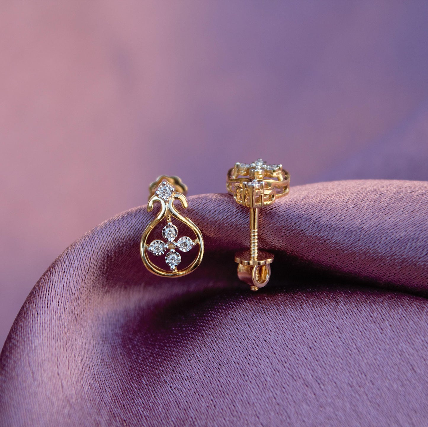 0.05 Carat Natural Diamond Stud Earrings, IGI Certified Diamond Jewelry, Screw Back Gold Stud Earrings, 18K Solid Gold Earrings for Her