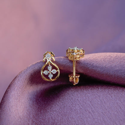 0.05 Carat Natural Diamond Stud Earrings, IGI Certified Diamond Jewelry, Screw Back Gold Stud Earrings, 18K Solid Gold Earrings for Her