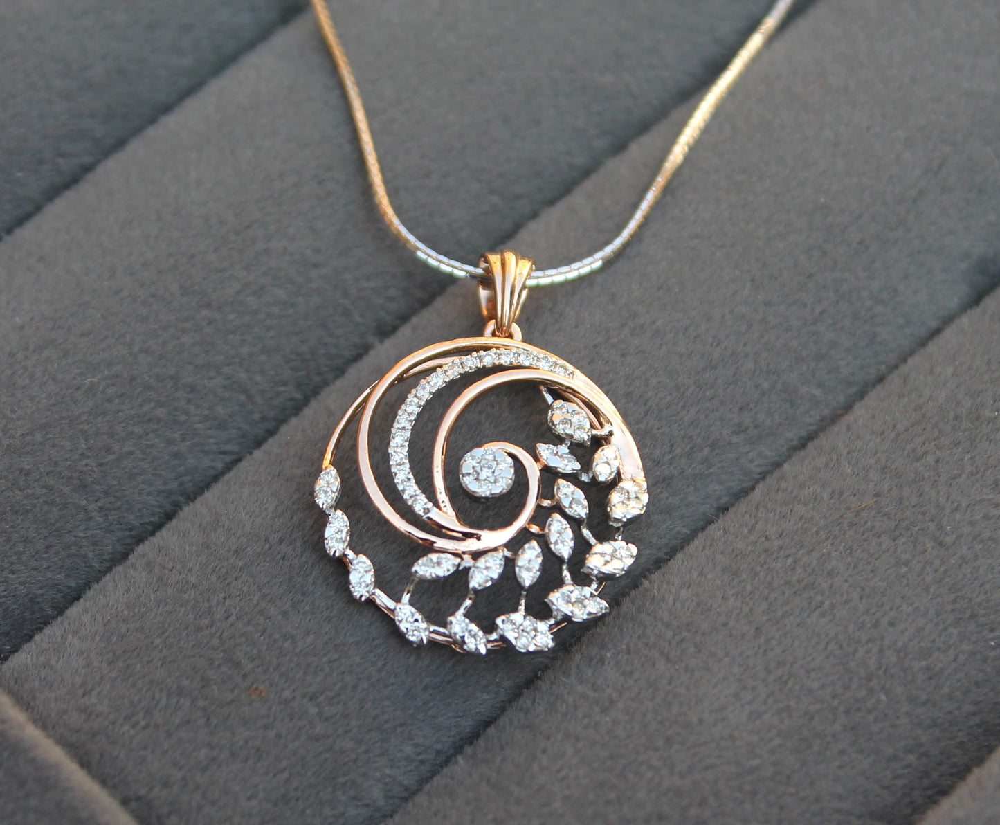 Rose Gold Necklace Earrings Set, Bridal Wedding Jewelry Set, 18k Solid Gold Necklace with Earrings, IGI Certified Natural Diamond Jewelry