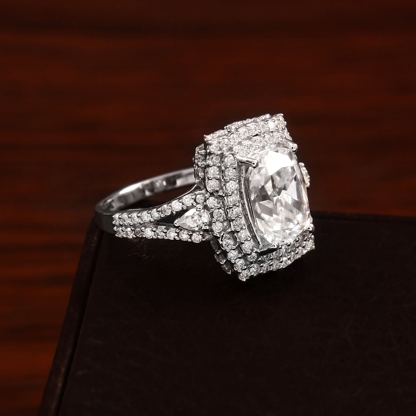 Lab Created Diamond Solitaire Ring by Gemethyst, Solid Gold HPHT Diamond Ring, Cushion Cut Ring, Gift for Her, IGI Certification Available