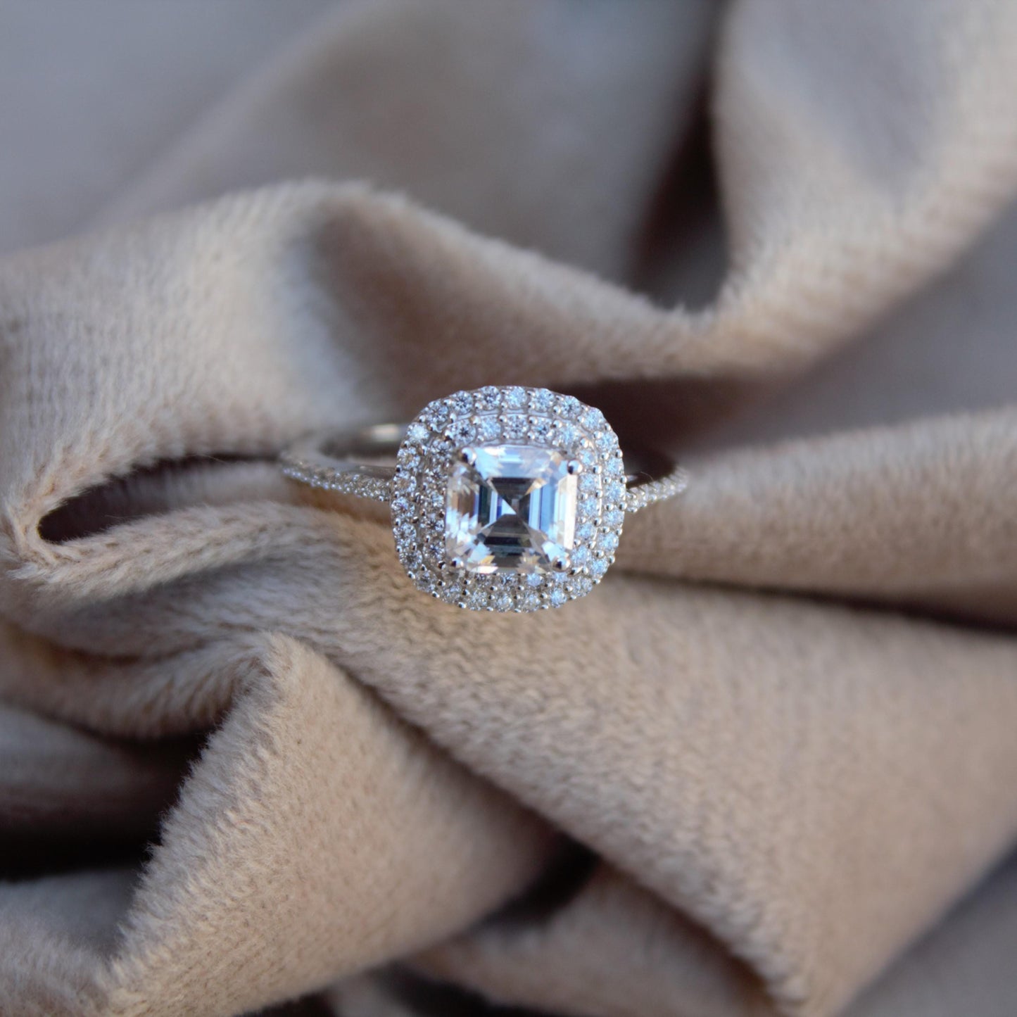 Asscher Cut Octagon Moissanite Ring, 925 Sterling Silver Ring for Men and Women, Handmade Designer Moissanite Silver Jewelry, Statement Ring