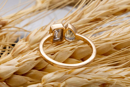 Pear and Radiant Cut Lab Created Diamond Ring, Anniversary Ring for Women, Solid14k-18k Gold Ring, FG VVS/VS Diamond Jewelry, Christmas Gift