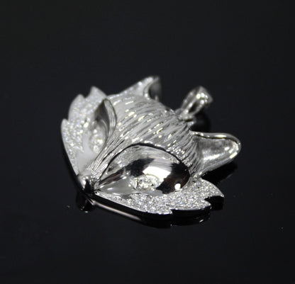 Sterling Silver Fox Charm Pendant, Statement Moissanite 925 Silver Pendant, Animal Face Pendant for Men and Women, Animal Lover Jewelry
