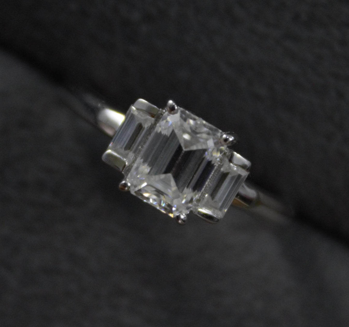 Emerald Cut Moissanite White Stone Ring, 925 Sterling Silver Statement Ring for Bride, Wedding/Engagement Silver Ring, Valentines Day Gift