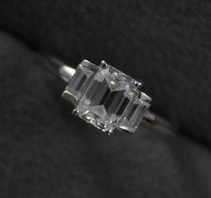 Emerald Cut Moissanite White Stone Ring, 925 Sterling Silver Statement Ring for Bride, Wedding/Engagement Silver Ring, Valentines Day Gift