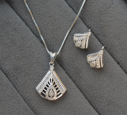 Beautiful Bridal Gold Jewelry Set, Real Diamond Dainty Necklace and Earring Set, Designer Statement 18K Gold Certified Jewelry for Women