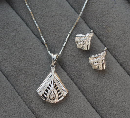 Beautiful Bridal Gold Jewelry Set, Real Diamond Dainty Necklace and Earring Set, Designer Statement 18K Gold Certified Jewelry for Women